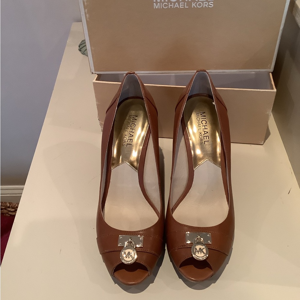 Michael Kors Brown Peep-Toe Women's Shoes